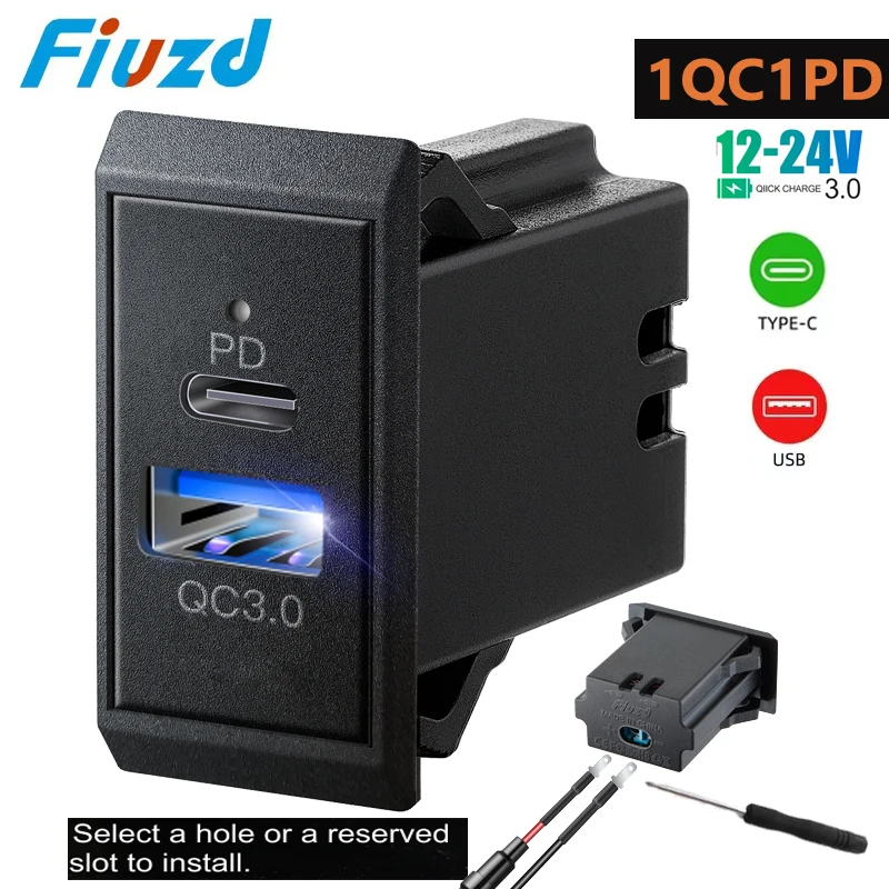 QC3.0 PD Dual USB Port Car Charger Socket 12V 24V Phone Charging Outlet Power Adapter for Motorcycle Camper Truck ATV Boat RV