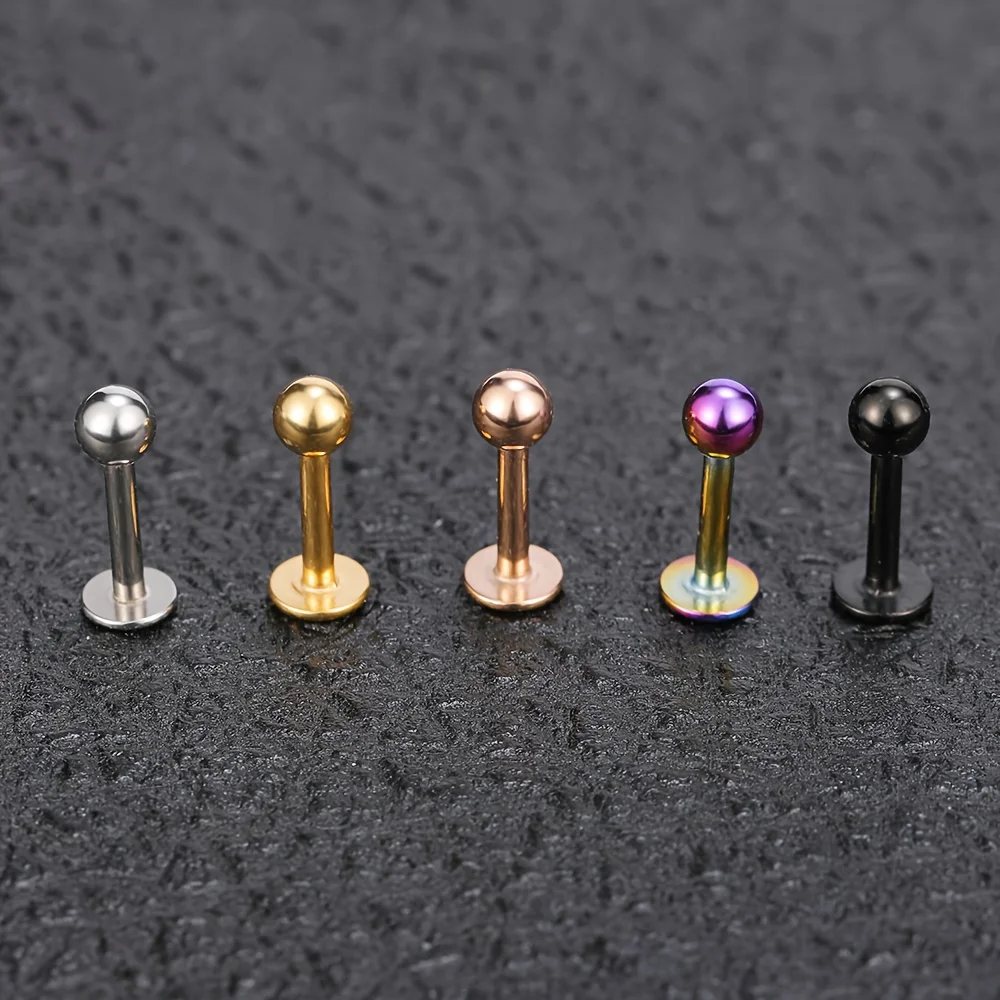 1 Pcs/5 Pcs Round Ball Lip Nail Plugs Stainless Steel Suitable for Daily and Party Wear Lip Nose Ear Studs Piercing Jewelry