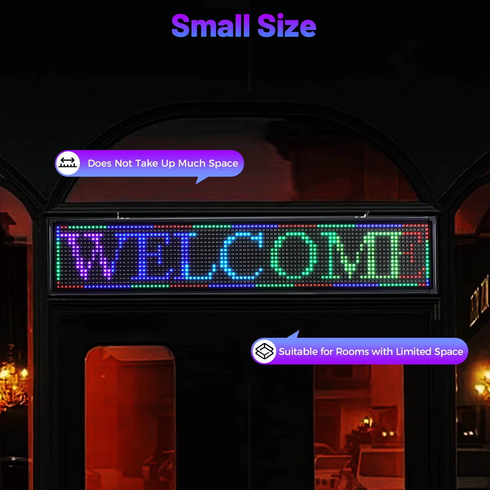 

LED Sign 7 Color Programmable Scrolling Message Board, USB WIFI Phone U-disk Control Sign Lights for Advertising Display Board