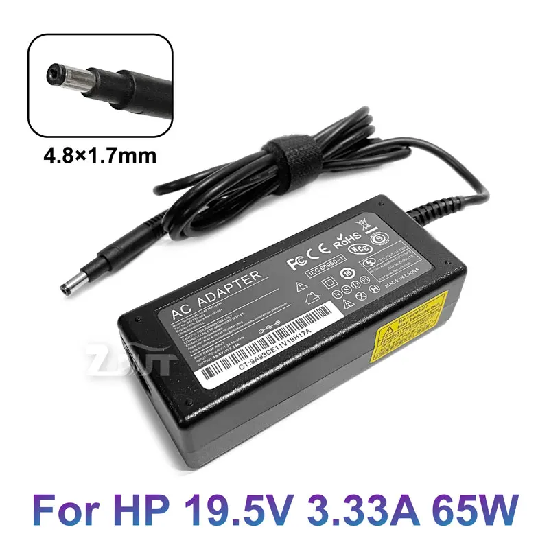 19.5V 3.33A 4.8*1.7mm 65W AC Laptop Power Adapter Charger For HP ENVY 4 6 TPN-C102 Q113 Q115 G7000 COMPAQ 6720S 6820S 530 550