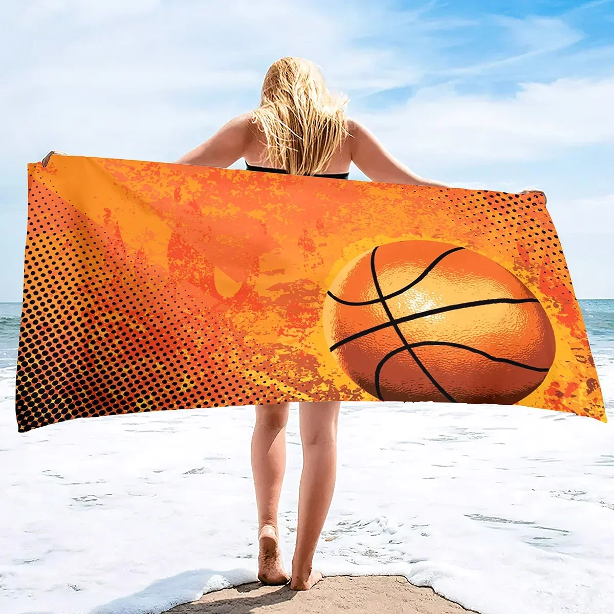 Fire Basketball Beach Towel,Soft and Quick Dry Oversized Bath Towel Soft Microfiber Towel for Sports Girls Teens Adults Men