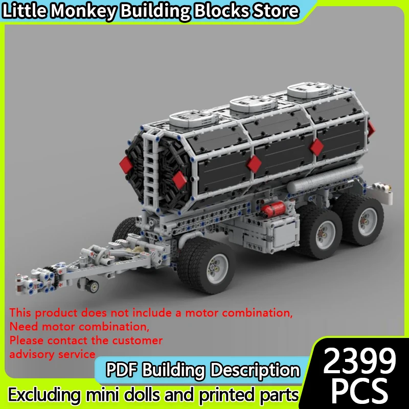 City Car Model MOC Building Bricks Turntable Drawbar Tanker Trailer Modular Technology Children Holiday Gifts Assemble Toys Suit