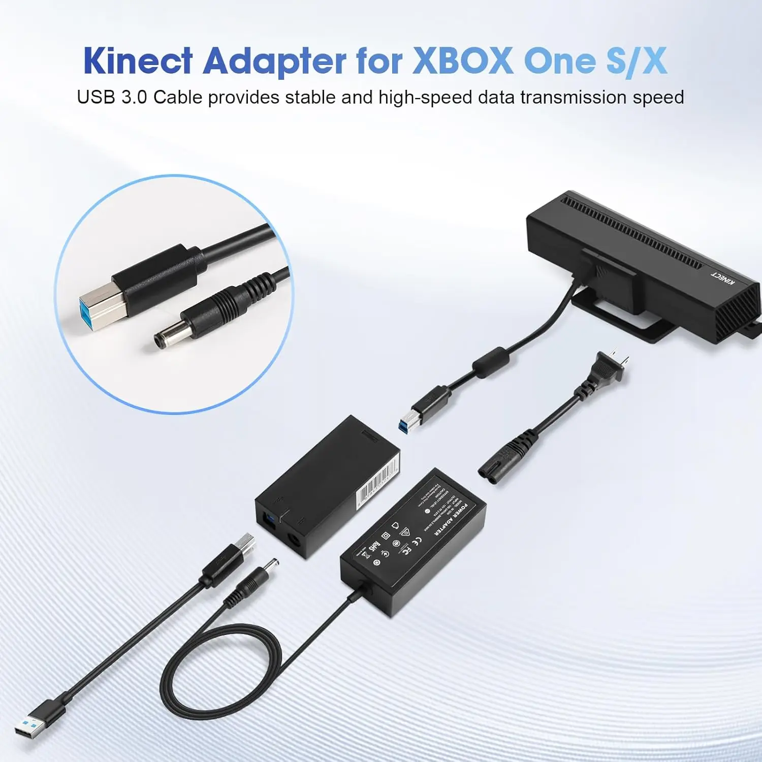 محول Kinect لأجهزة Xbox One S /Xbox One X والكمبيوتر الشخصي Windows 8/8.1/10، مجموعة استبدال محول التيار المتردد بمستشعر Kinect 2.0