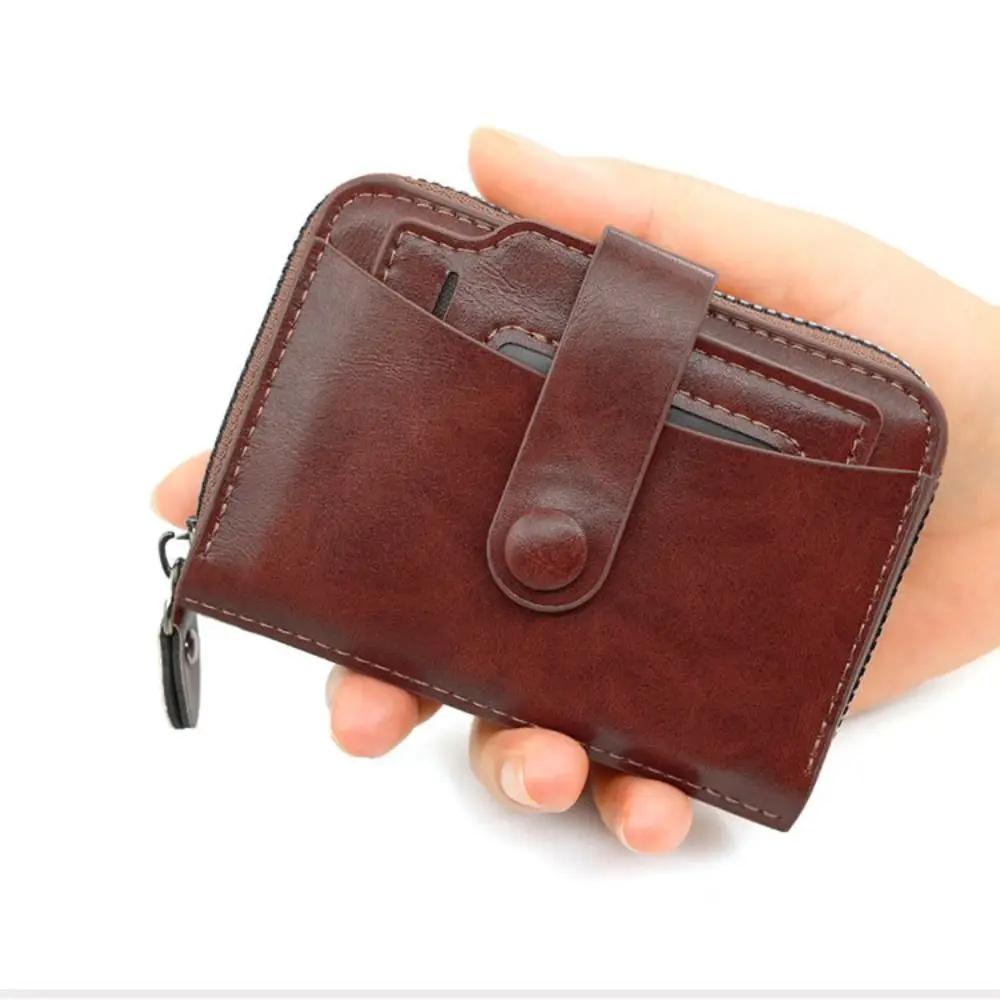 

Photo Location Men's Short Wallet Multi-position Durable Pocket Purse Large Capacity Anti-degaussing Male Leather Purse Gifts
