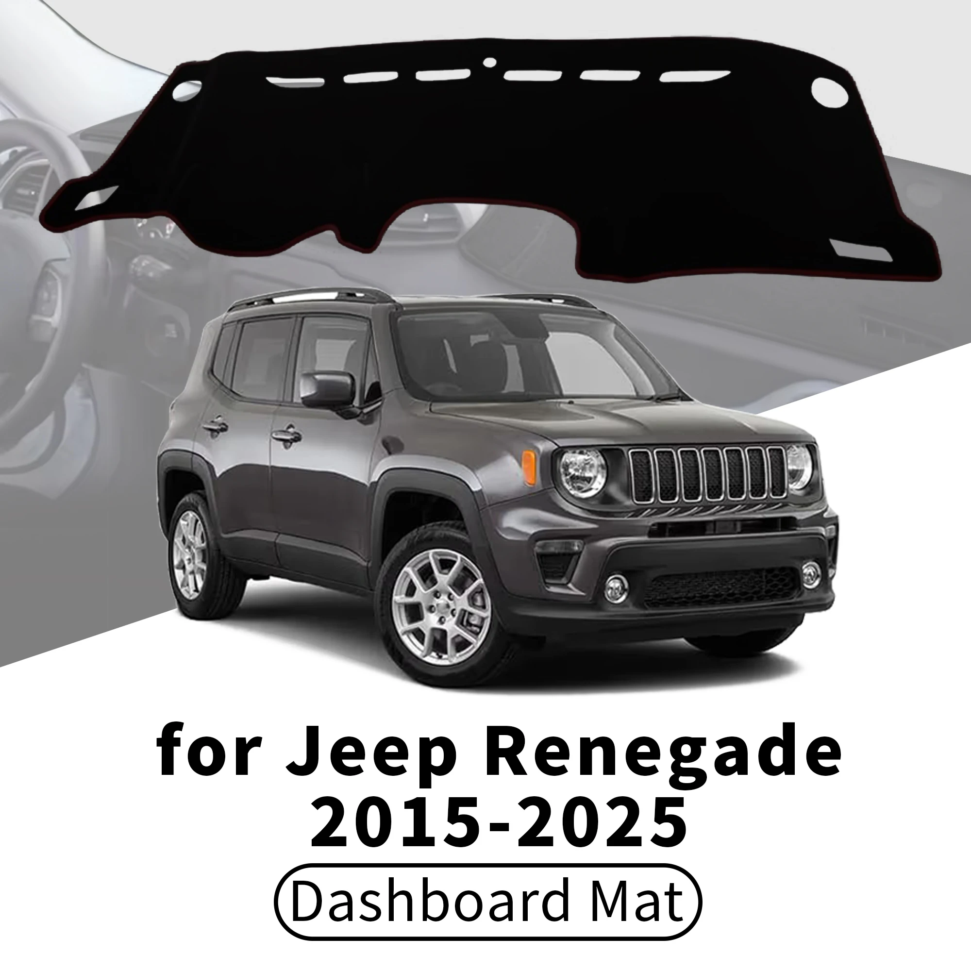 Capa de Painel para Jeep Renegade 2015-2025, Protetor Solar Anti-UV e Anti-Reflexo, Acessórios Internos