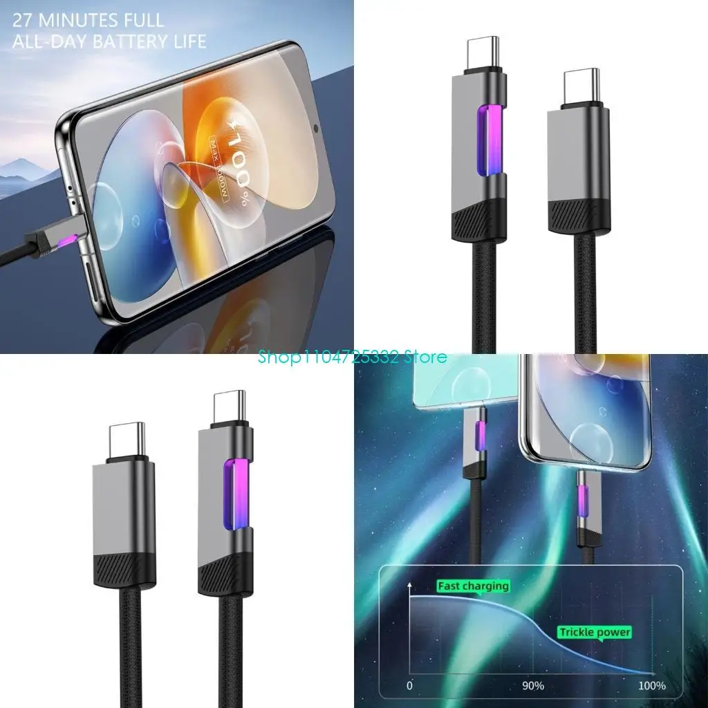 P5EA 100W USB C Fast Charging Cable Alloy Texture Compatibility Power Cord for Phone