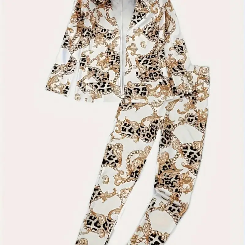 Ele Double boutonnage bulle Sve 2 pièces ensemble avec chaîne taille basse Cleanfit PVC pantalons décontractés pour les femmes d'âge moyen