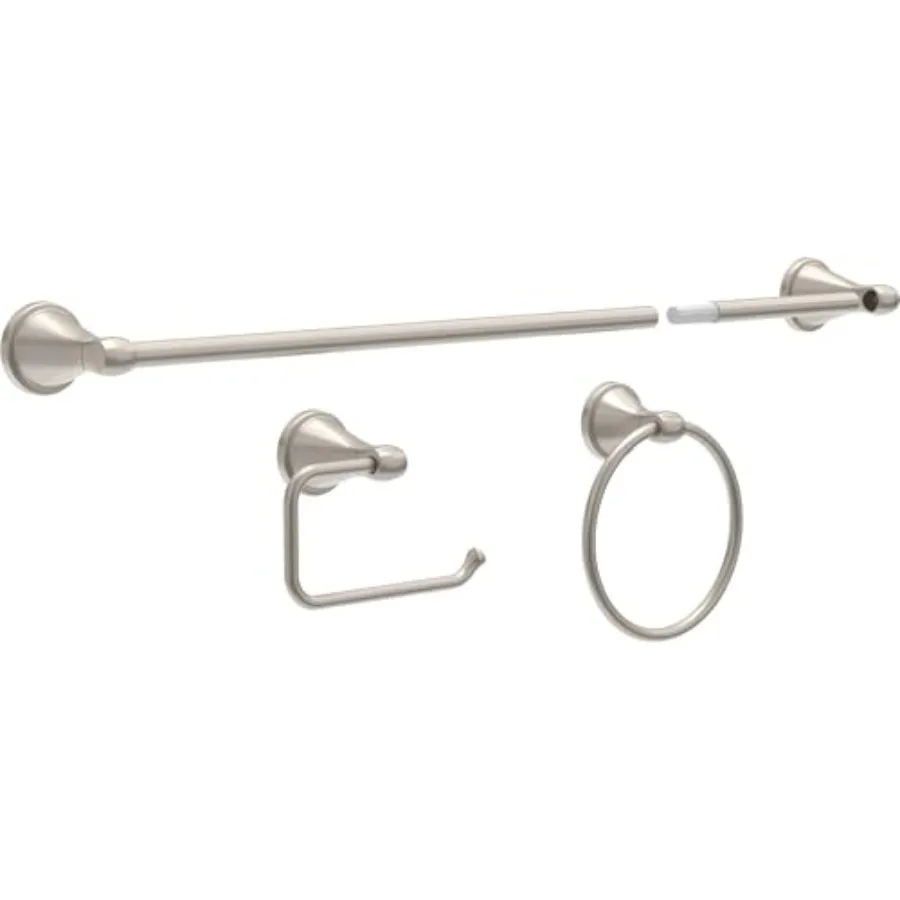 

Bathroom Faucet Set SpotShield Brushed Nickel 18/24 Towel Rack Toilet Paper Holder Ring BCK63-DN