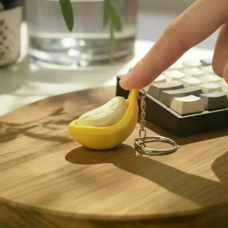 1Pc 3D Printing Banana Fidget Keychain Mechanical Switch Clicker Fidget Toy Portable Stress Relief Squeeze Key Ring Novelty Gift