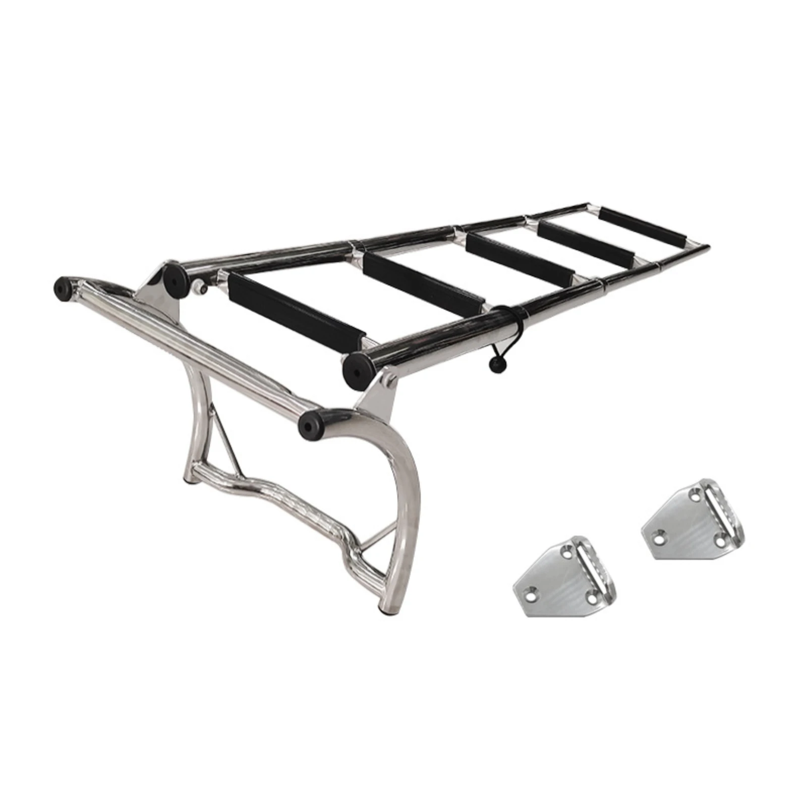 4 Step Telescoping Boat Ladder Easy to Install Stainless Steel Boat Ladder with Mounting Plates High Load Capacity Heavy Duty