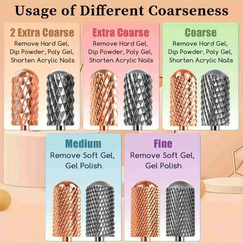 2PCS คาร์ไบด์ทังสเตนเจาะเล็บบิตหมุน Burr Milling เครื่องตัดเล็บ Bits เครื่องเจาะไฟฟ้าสําหรับเล็บมือเล็บเท้าเครื่องมือ