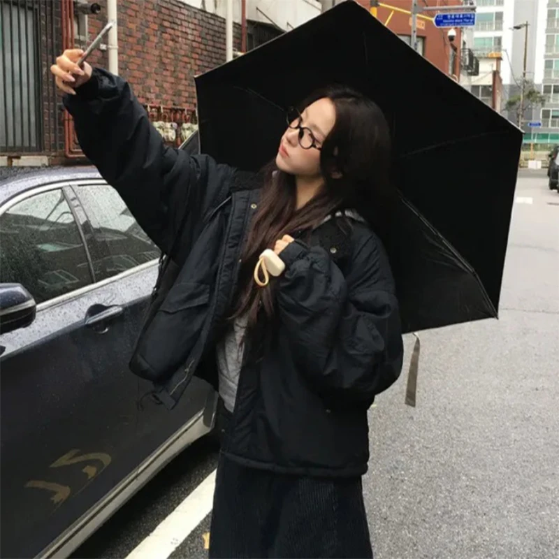 Eenvoudige opstaande kraag, verdikte warme jas, veelzijdig commuter-ritsjack, herfst/winter 2025