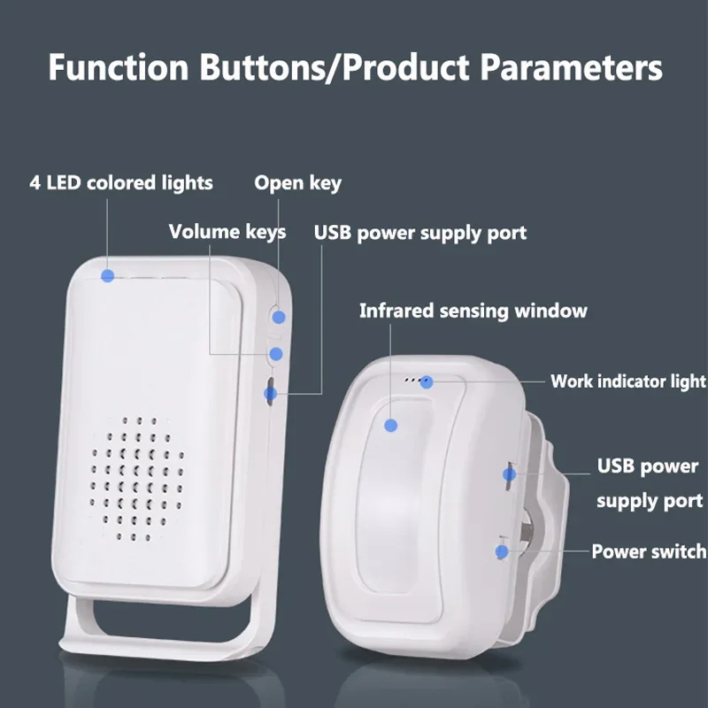 Timbre de alarma de bienvenida inalámbrico PIR tienda entrada Sensor de movimiento Detector infrarrojo timbre de puerta de inducción sistema de