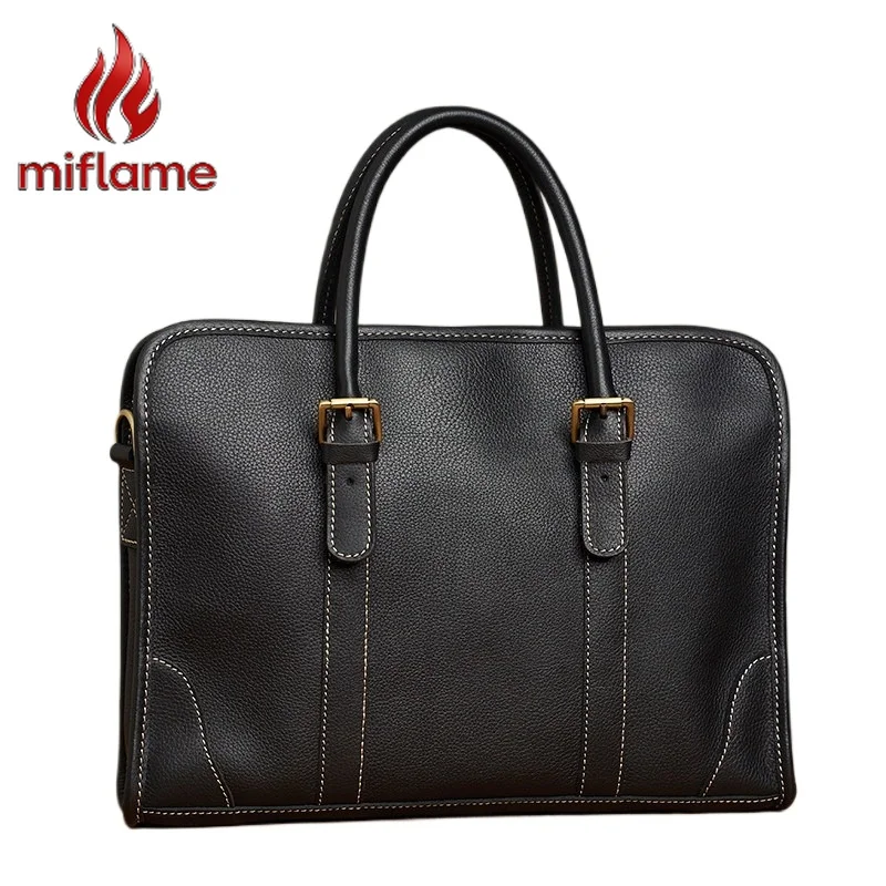 

Men's Luxury Handbag Purse Top Grain Leather Handmade Horizontal Briefcase Laptop Bag Casual Business Commuter Crossbody Bag