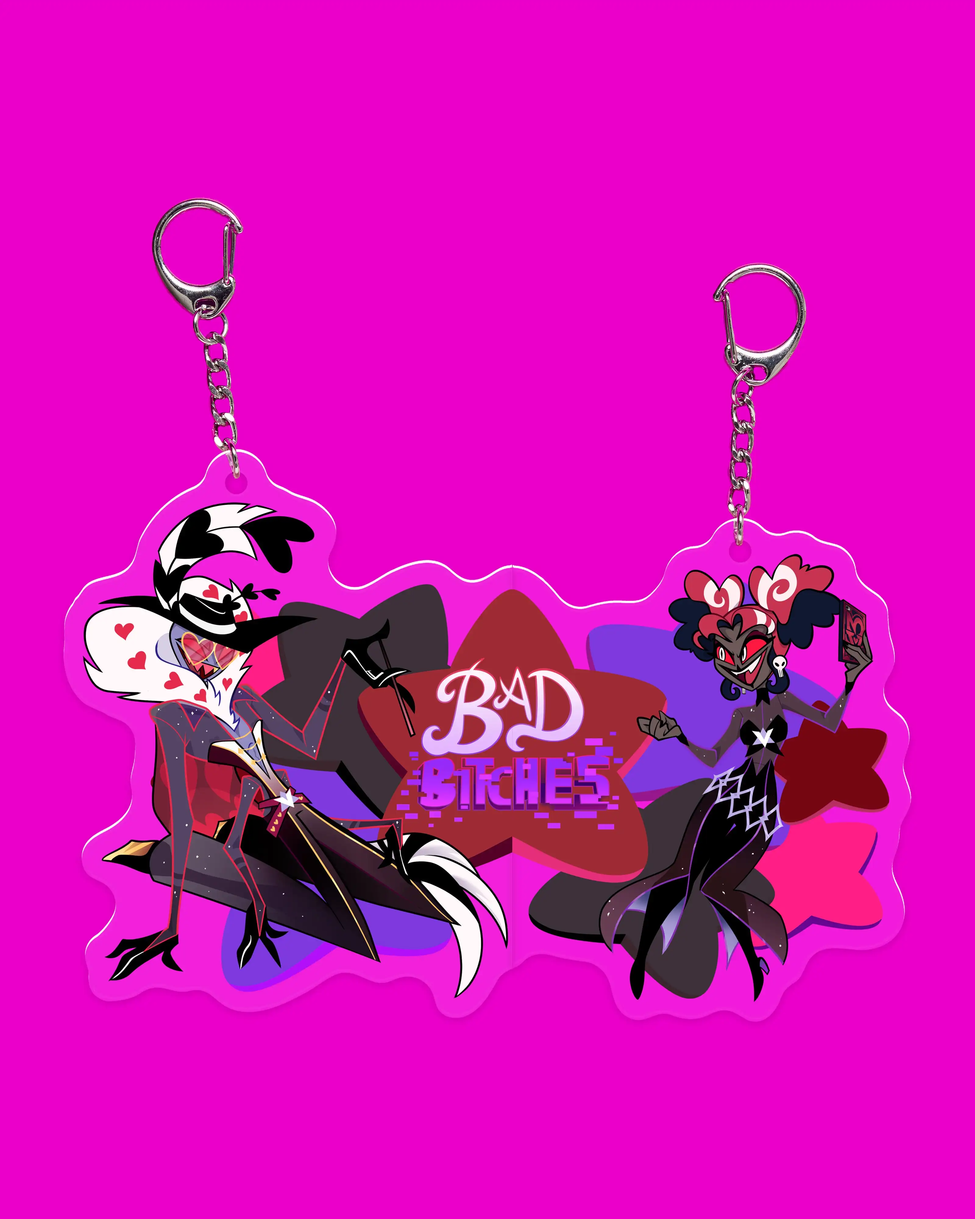 Hazbin Hotel Adam Lute Alastor Rosie Angel Dust Cherri Valentino Velvette BFF Acryl Anime Best Friends Forever Schlüsselanhänger – Detail 7