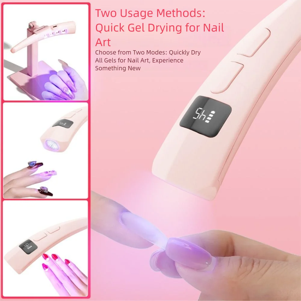 

Nails Art Tools Quick Dry Nail Dryer Light 2 Modes Portable Mini UV Curing Light USB with Display Screen Gel Polish Dryer Travel