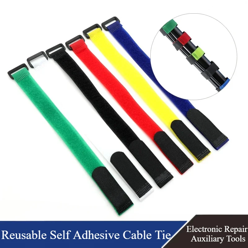 10/50pcs Cable Ties Reusable Self Adhesive Width 20mm Nylon Strap Reverse Buckle Line Wire Organizer Hook Loop Bundle Fastener