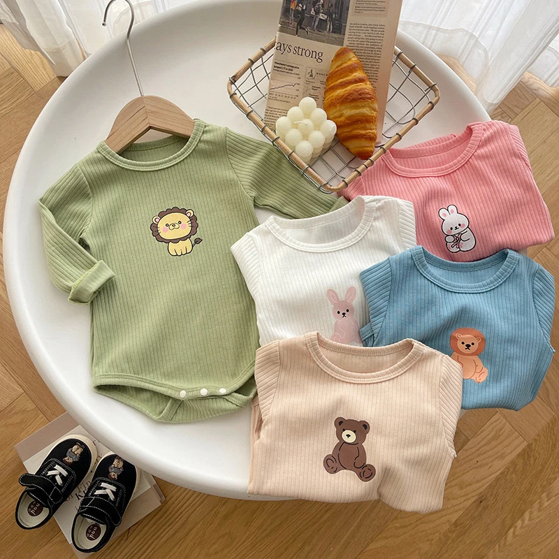 2025 Spring Autumn Newborn Clothes BoysGirls Cotton Baby Bodysuit Long SleeveCartoon Jumpsuit for 0-24 months InfantJumpsuit