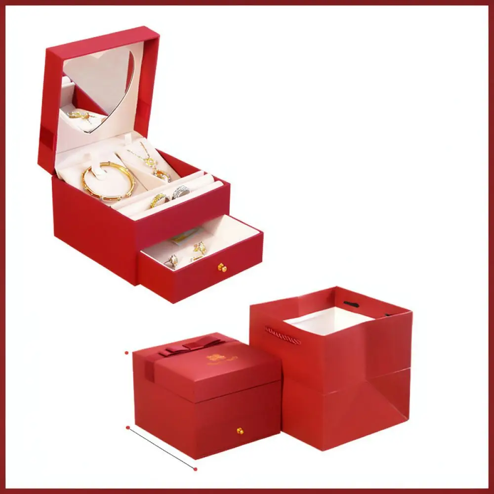 Decorative Jewelry Storage Box For Wedding Gold Trinkets Traditional Velvet Organizer Case For Necklace And Bracelet Gift