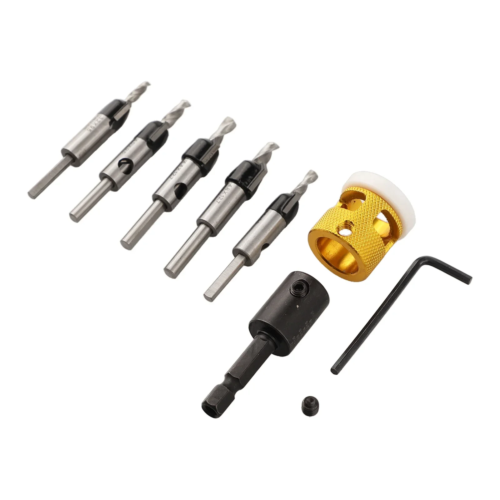 Per la lavorazione del legno per tavole di plastica Set di trapani da 5 pezzi Set di punte da trapano compatte con arresto di profondità regolabile per utensili in legno