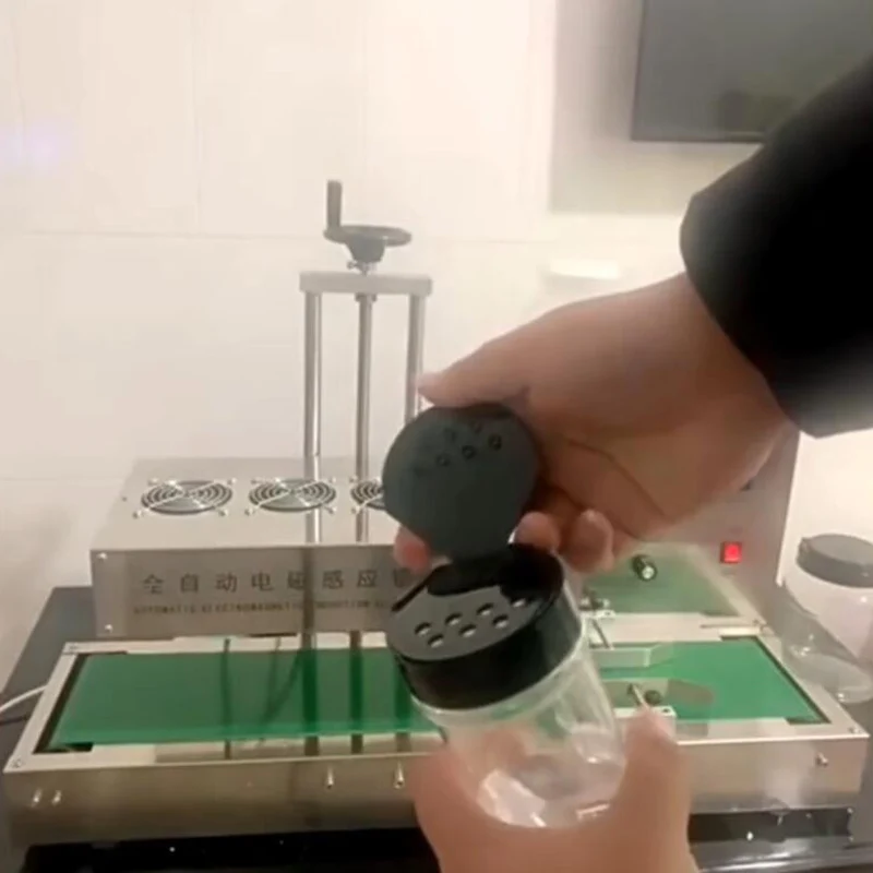 آلة الختم بالحث الكهرومغناطيسي المستمر، برميل الزيت، زجاجة العسل، رقائق الألومنيوم، زجاجة دواء، آلة ختم