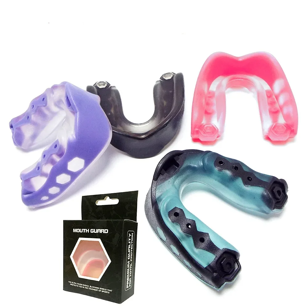 1PC Gel Max Mouth Guard Professional Sport Mouthguard Soft Mouthpiece Protect Braces for Football Boxing MMA All Contact Sport