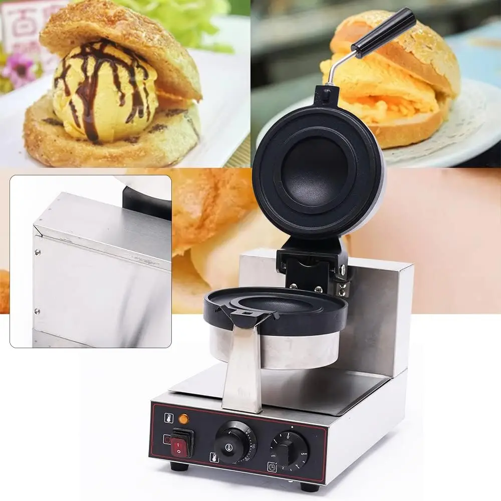 Máquina para hacer hamburguesas y helados, máquina eléctrica para hacer gofres y hamburguesas de 1000w, máquina para hornear Panini, máquina para hacer gofres y hamburguesas S