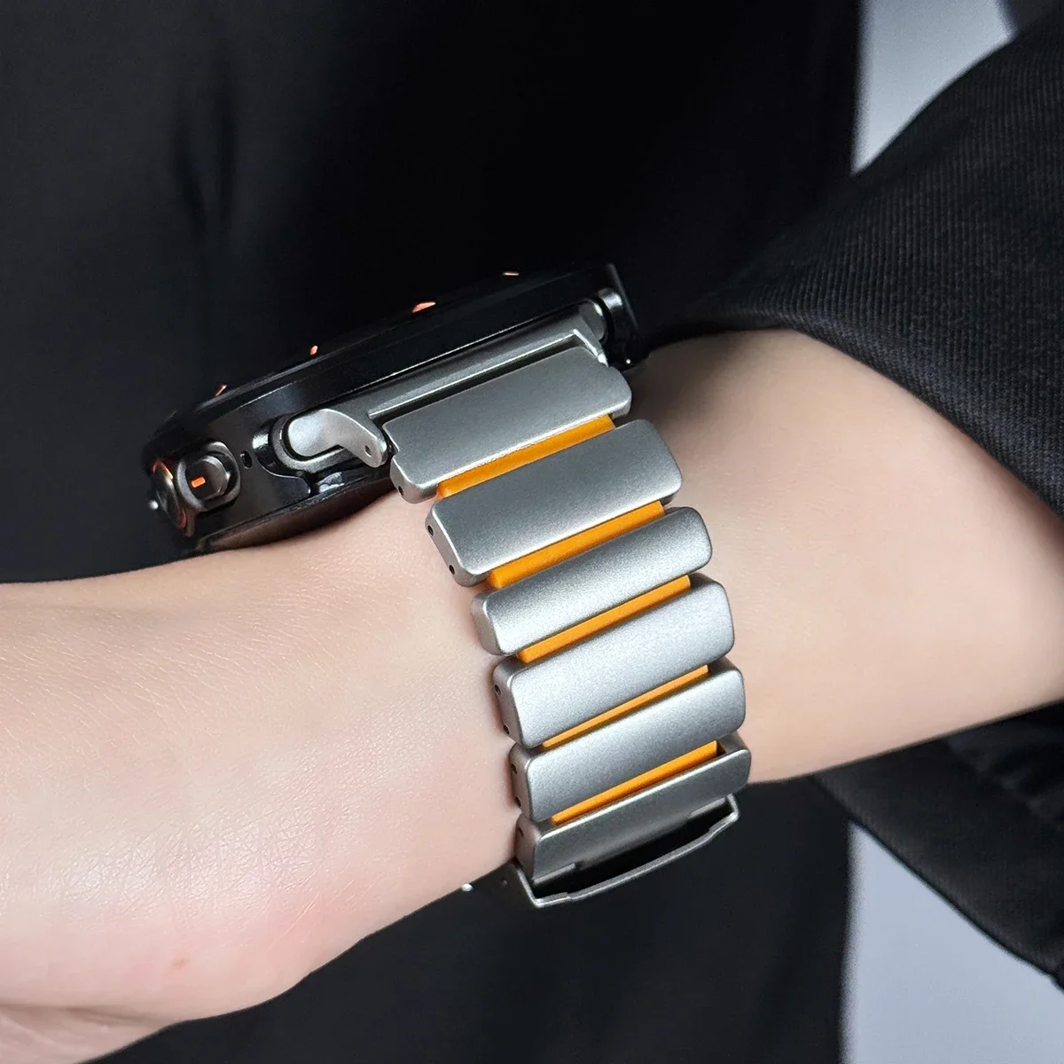 حزام مطاطي من التيتانيوم + لساعة سامسونج جالاكسي 8/8 كلاسيكي 44 مللي متر 40 مللي متر 46 مللي متر حزام معدني من السيليكون لسوار جالاكسي Ultra2025 47 مللي متر #3