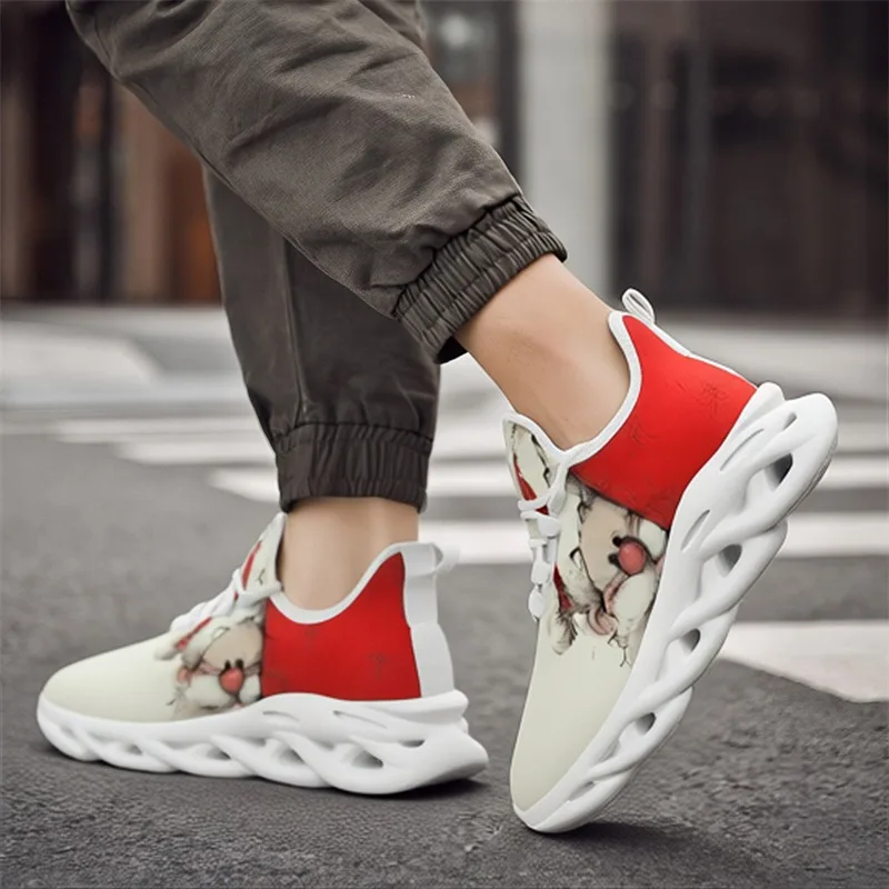 Tênis masculino natal impresso sapatos leves das mulheres tênis anti deslizamento casual sapatos ao ar livre dos homens sapatos esportivos masculinos