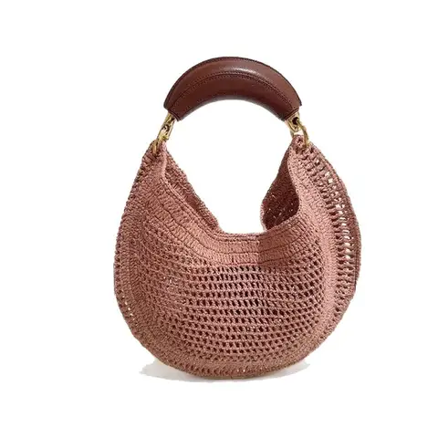 Cross border summer seaside vacation style retro wrist handmade colorful grass woven armpit bag Hobo handbag