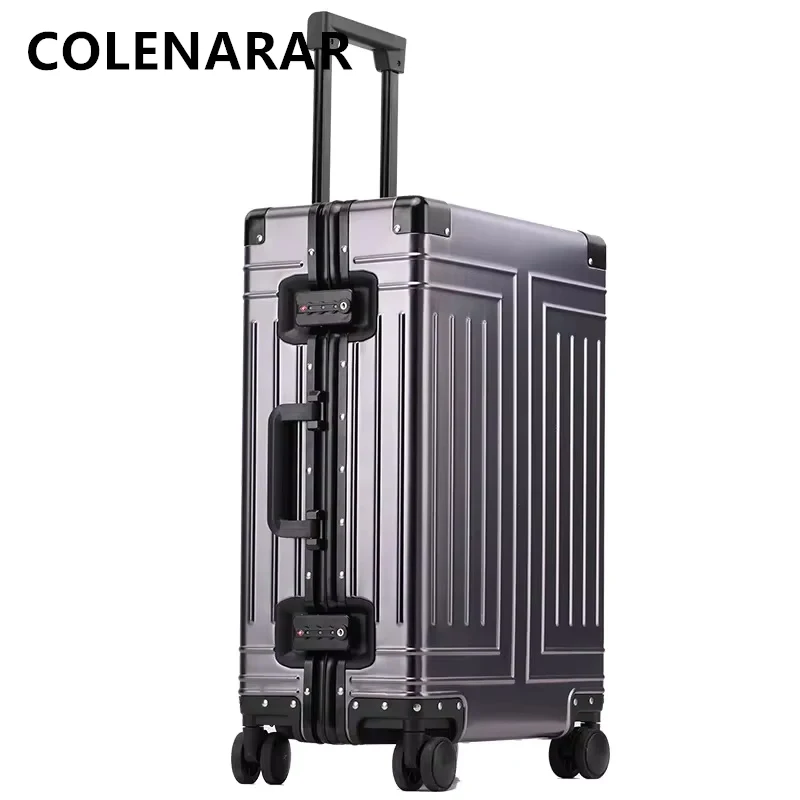 COLENARA Men's Suitcase Full Aluminum Magnesium Alloy Boarding Box Large Capacity Trolley Case 20