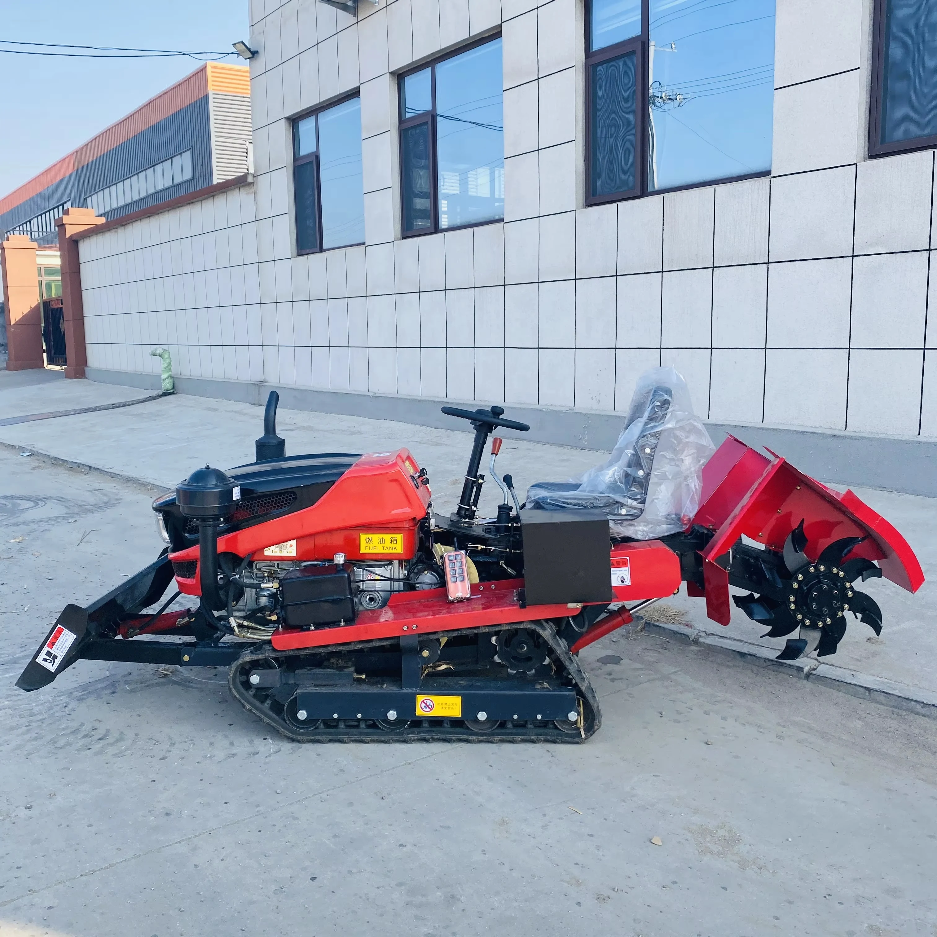Ride On Crawler Rotary Tiller Multifunctional Diesel Mini Crawler Tractor Remote Control Farm Garden Cultivator Ditching Plowing