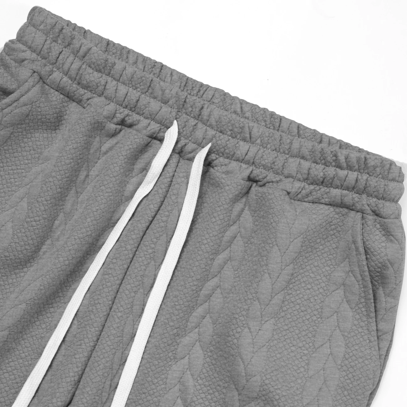 Men's Drawstring Pants with Pockets Stylish Jacquard Design Casual Mid Rise Straight Leg Trousers