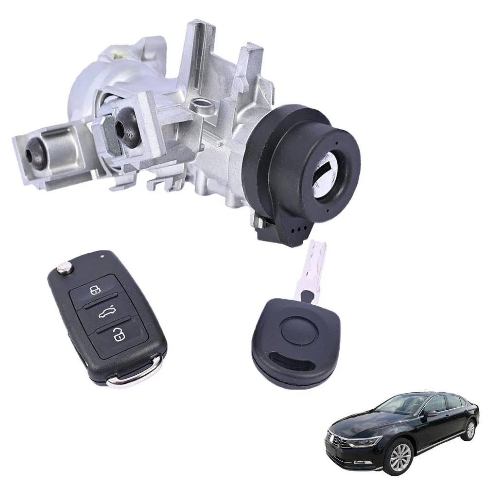 1 Set Ignition Barrel Lock Switch Flip Remote Key 1K0905851B for PASSAT 2012-2019 for TIGUAN 2012-2017 Ignition Switch Assembly 3