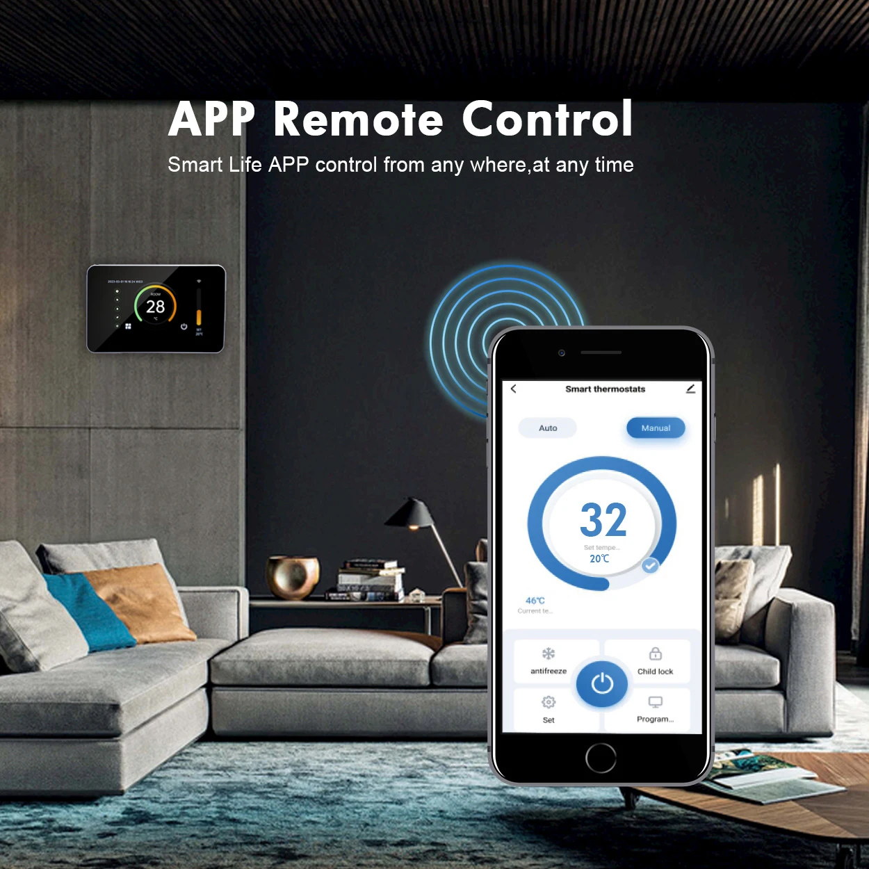 Termostato inteligente Tuya WiFi, controlador de temperatura Celsius de calefacción con/Fahrenheit, pantalla táctil LED, funciona con Alexa y Google Home