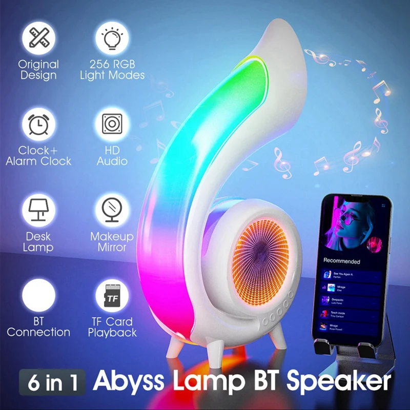 Mini Conch Wireless Atmosphere Lamp Touch To Adjust Lighting RBG Desktop Lamp Wireless Bluetooth Speaker Alarm Clock