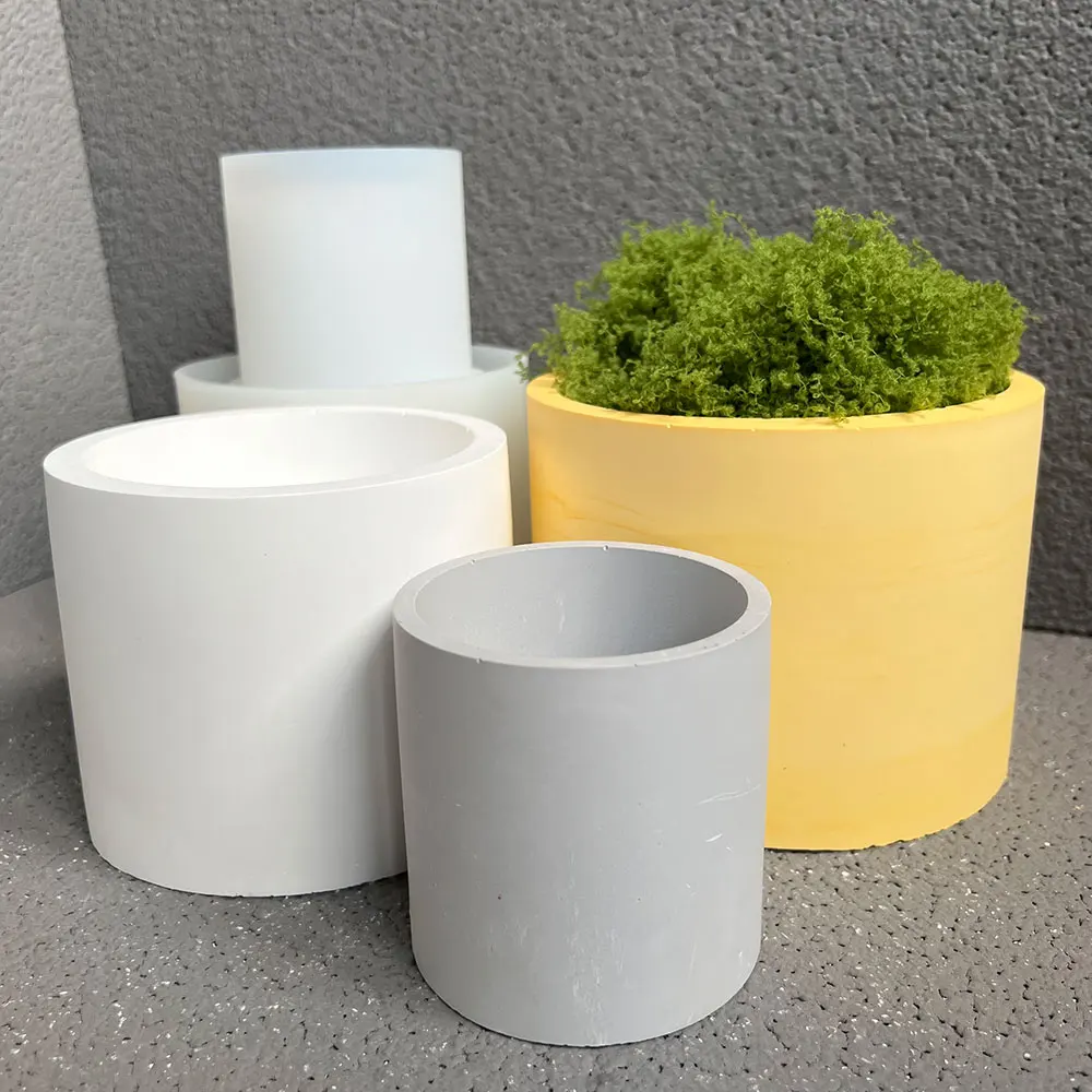 Large Silicone Planter Molds Concrete Round Indoor Flowerpot Big Candle Vessel Storage Plants Pot Silicone Cement Casting Mould