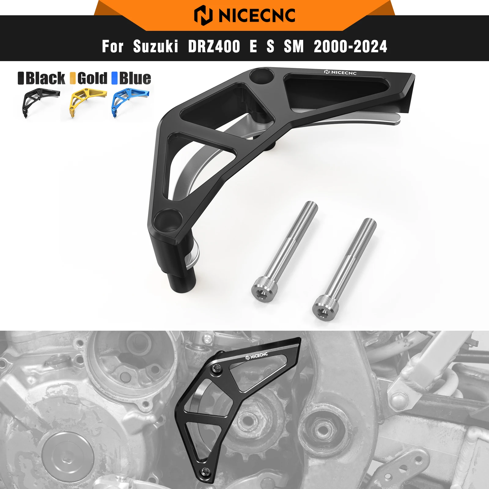 

NICECNC For Suzuki DRZ400S DRZ400SM DR-Z 400S DR-Z 400SM 2000-2024 2023 Motorcycle Aluminum Front Sprocket Guard Chain Cover