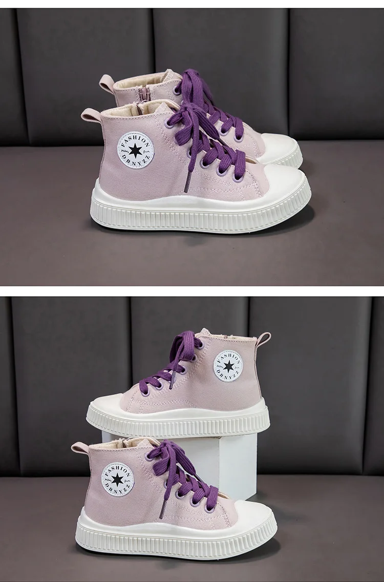 Kinder-Sneaker, Mädchen, Segeltuchschuhe, Reißverschluss, Stiefel, Design, Campus-Studenten, bequem und atmungsaktiv, geeignet für drinnen und ou – Detail 2
