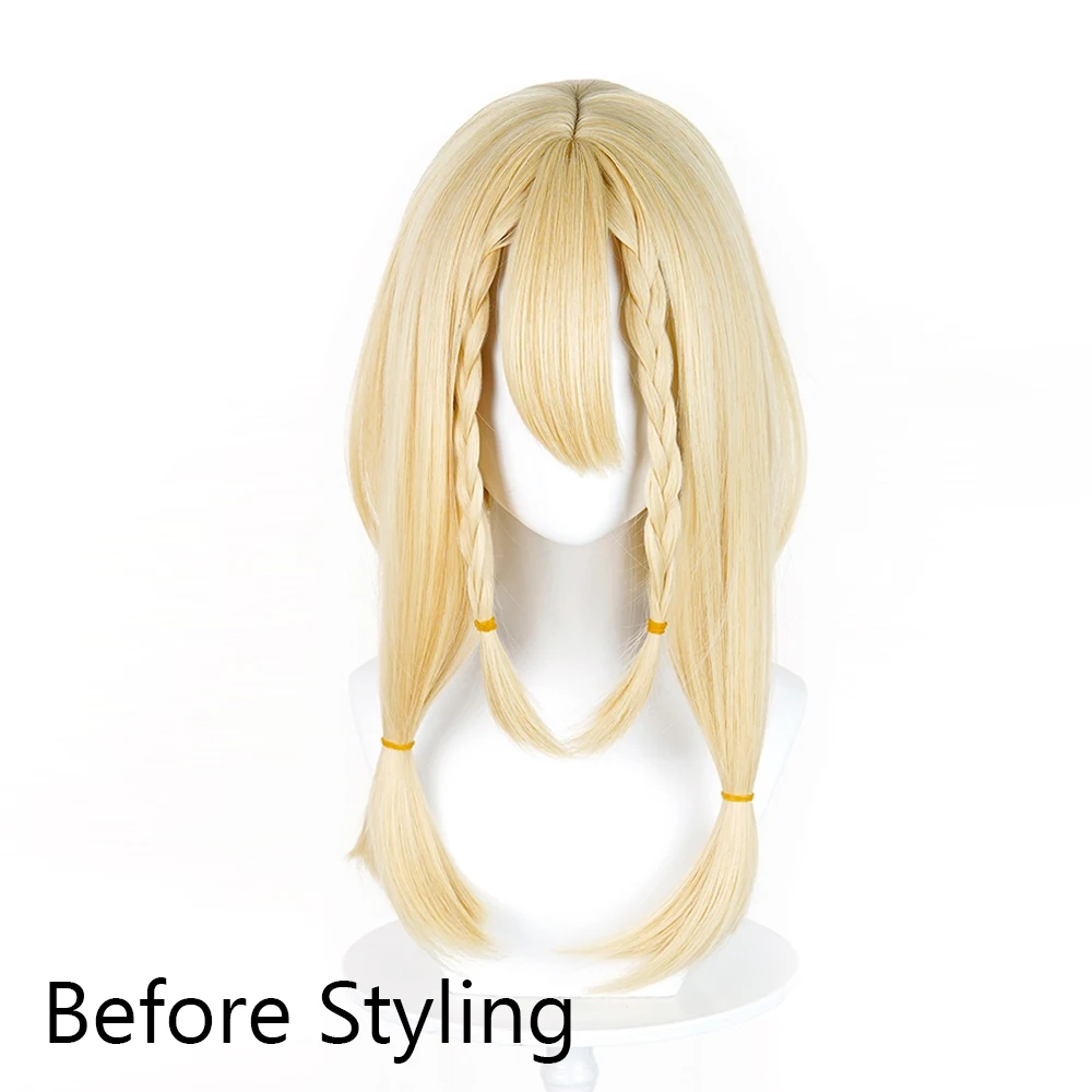 Picture 4: Long Straight Synthetic Blonde Wigs with Bangs Anime Game Cosplay Fluffy Wig Heat Resistant for Daily Party