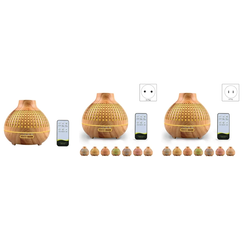 

400 ML Essential Oil Diffuser Wood Grain Aroma Diffuser With Timer Cool Mist Humidifier For Home Bedroom With Plug