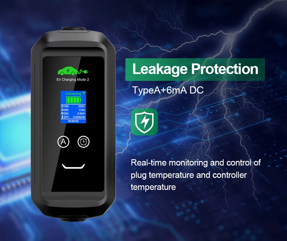 Chiefleed EV Ladegerät 32A 22KW Typ2 Kabel 3Phase EVSE Wallbox Tuya APP Schnelle Ladestation Für Elektrische Fahrzeug 5M – Detail 7