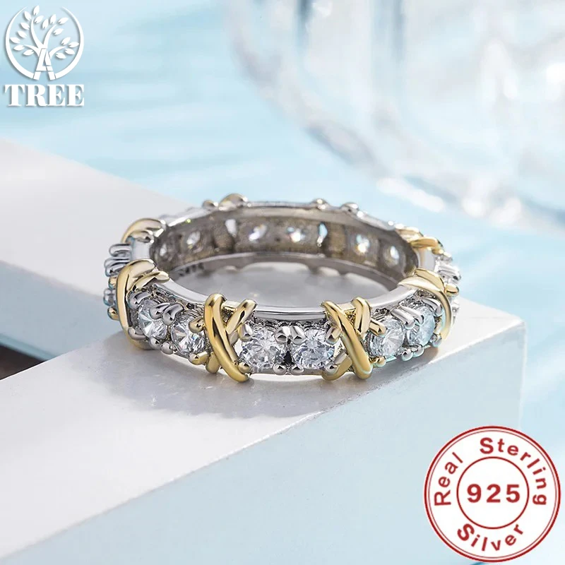 

Luxury 925 Sterling Silver Ring Interlaced With Aaa Zircon Crystal Ring For A Woman'S Engagement Jewelry Gift