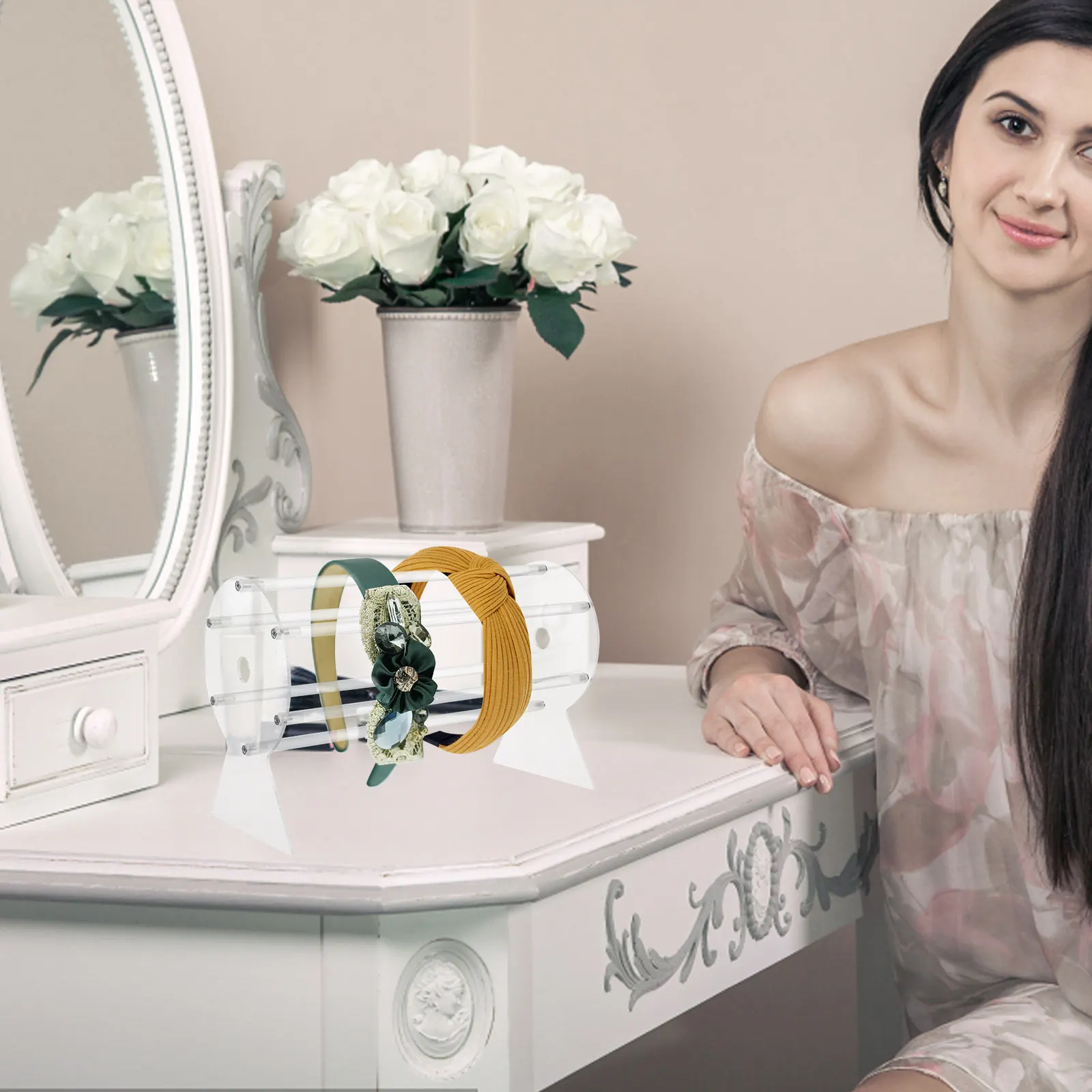 

Hairband Organizer Acrylic Headband Holder Stand Scrunchies Holder For Jewelry Display Rack Headband Storage