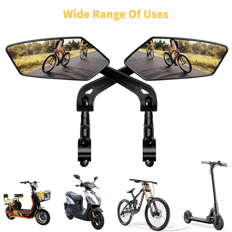 2 Stück HD Weitwinkel-Fahrrad-Rückspiegel – 360 °   Verstellbare Passform für Elektroroller, E-Bikes, Motorräder und Mountainbikes