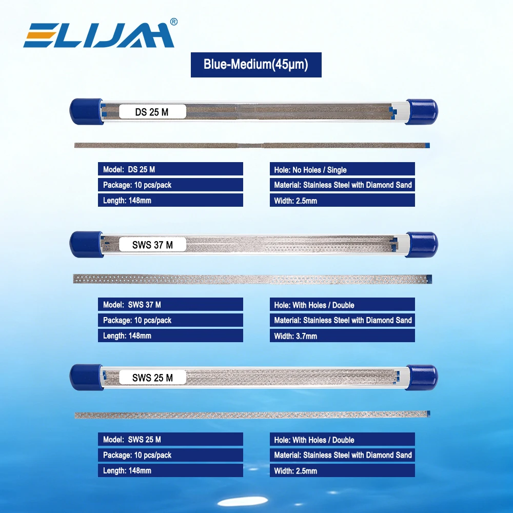 

ELIJAH 10Pcs/Box Dental Diamond Polishing Strip Medium/Fine/Extra Fine Polisher Autoclavable Wear Resistant Polishing Strip Tool