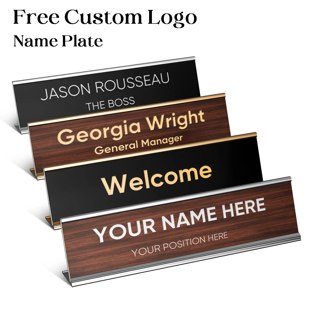 Placas de Identificación Personalizadas Gratuitas para Oficina, Placas de Aluminio con Nombre Impreso, Porta Placas de Identificación para Escritorio de Oficina