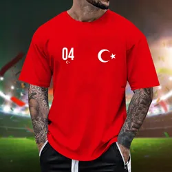 Fashion Turkish Flag Print T-Shirts Men's 2024 Casual Summer Turkey Tee Shirts Printed Short Sleeve O-Neck T-Shirt Male Top Tee