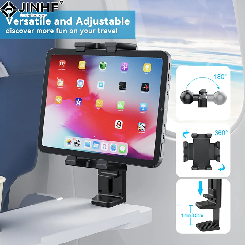 

New Airplane Tablet Holder Travel Train Seat Cupboard Bar Handfree Foldable Phone Bracket Stand Desk Edge Grip 360 Rotation
