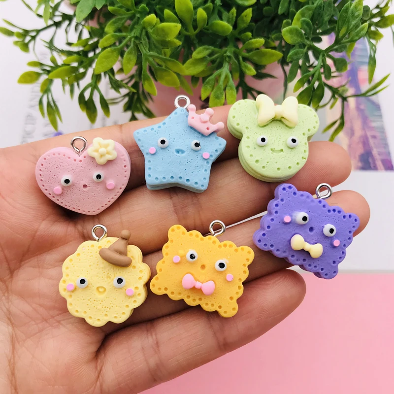 10pcs Hot Selling Resin Cute Newest Miniature Biscuit Charm for Keychain, Earring, Scrapbooking, DIY Making, Necklace